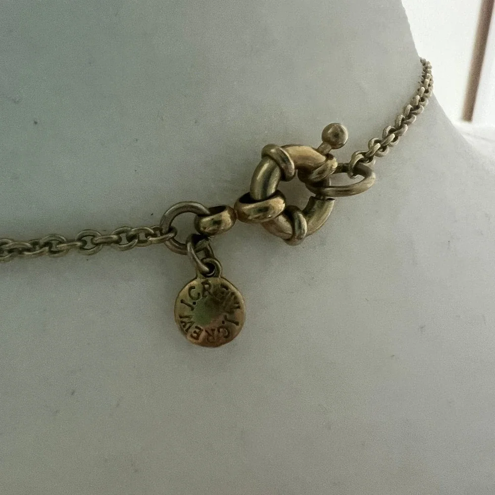 J. Crew Long Pink Peach Salmon Beaded Station Necklace on Gold Tone Chain